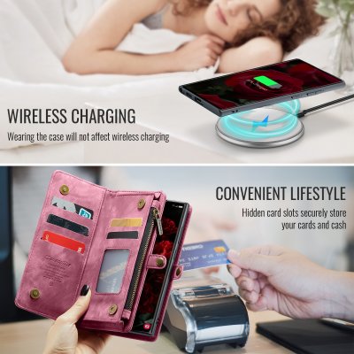 CaseMe Multi-Slot wallet fodral Galaxy S26 Ultra röd för praktisk vardagsanvändning