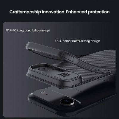 Lageruppbyggnad av Nillkin CamShield iPhone 17 Air skal för stötdämpning