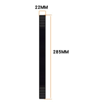 Justerbart svart nylonarmband Garmin Fenix 8 Pro 47mm – måttskiss i millimeter