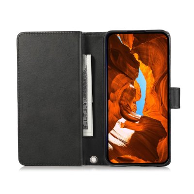 Öppen vy av svart Galaxy S26 Ultra fodral – flera fack och stilren design