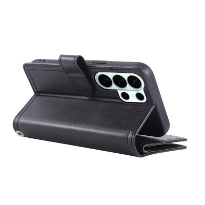 Sido- och vinkelvy av fodralet i liggande position – svart Galaxy S26 Ultra-fodral
