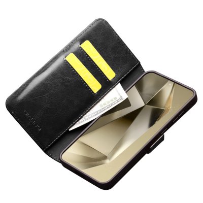 Köp Qialino Leather Wallet Case Samsung Galaxy S24 Plus Black Online