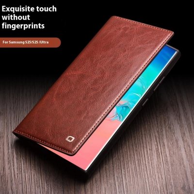 Leather Wallet Case Samsung Galaxy S25 Plus Brown