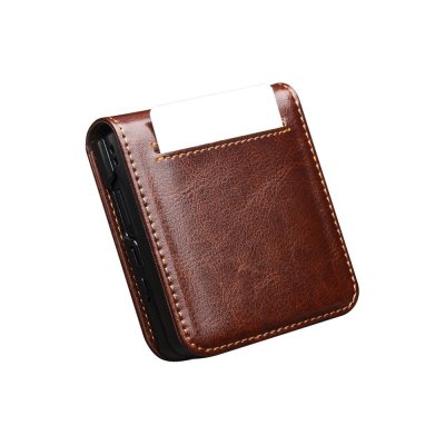 Leather Wallet Case Samsung Galaxy Z Flip 7 Brown