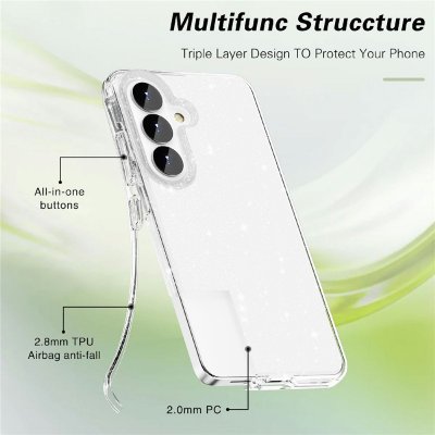 Transparent skal med glittereffekt till Samsung Galaxy S26 – lätt och stötdämpande