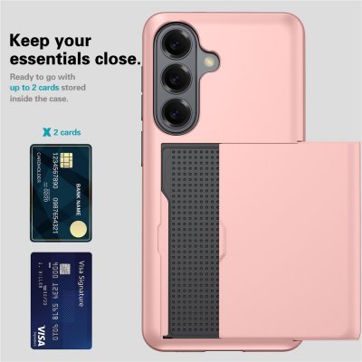 Roséguldfärgat kortfodralsskal till Samsung Galaxy S26 – plats för kort