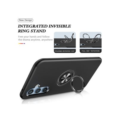 Svart skal med magnetisk ringhållare till Samsung Galaxy S26 Plus – visning av funktioner