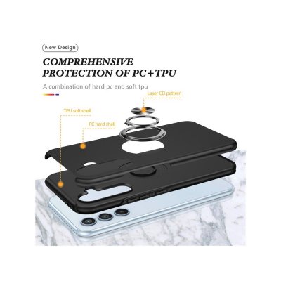 Kameraskydd och förstärkt design på magnetiskt ringhållarskal till Samsung Galaxy S26 Plus