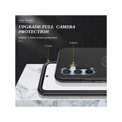 Svart Samsung Galaxy S26 Plus skal med magnetisk ringhållare – kompatibel med bilhållare