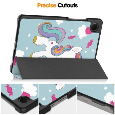 Tri-fold fodral till Galaxy Tab A11 i stående läge med justerbart stativ