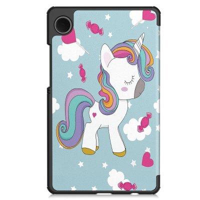 Helbild av Galaxy Tab A11 fodral med lekfullt unicorn-motiv i fokus