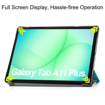 Blått fodral med körsbärsblommor – baksidan på Samsung Galaxy Tab A11 Plus