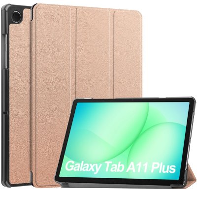 Samsung Galaxy Tab A11 Plus fodral roséguld – Tri-fold skydd med stativfunktion
