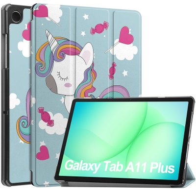 Samsung Galaxy Tab A11 Plus fodral med unicorn-motiv – tri-fold design med ställfunktion
