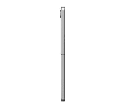 Profilbild av Samsung Galaxy Z Flip 7 med monterat Spigen GLAS.tR EZ Fit skärmskydd – extremt tunn passform från sidan.