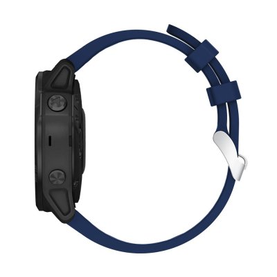 Garmin Fenix 8 43mm med blått armband – sidovy