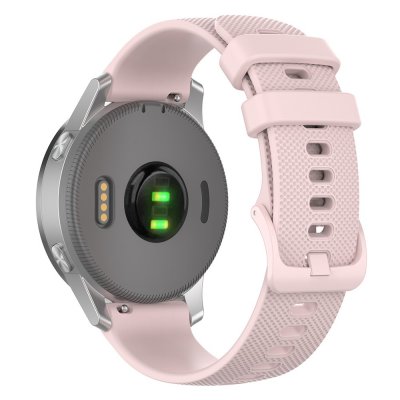 Garmin Vivoactive 4s med rosa armband – baksida av klockan