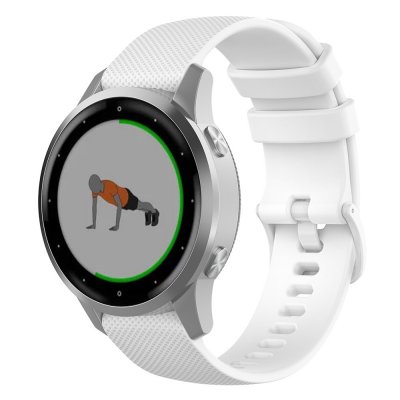 Silikonarmband till Garmin Vivoactive 4s – vitt, monterat på klocka framifrån