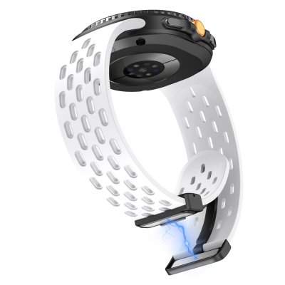 Flexibel vit silikonrem för Samsung Galaxy Watch 8 40mm – vriden för att visa rörelse