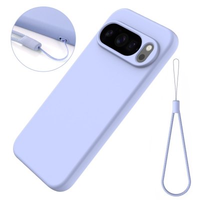 Handledsrem och lila silikonskal – komplett skydd för Google Pixel 10 Pro