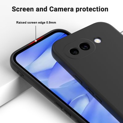 Matt svart silikonfodral till Google Pixel 10a med skyddade kanter och hörn