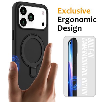 Greppvänligt svart MagSafe-skal till iPhone 17 Pro Max med ergonomisk design