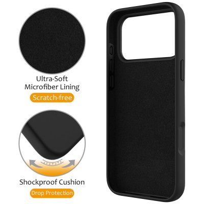 Närbild på svart silikon med ringfäste – iPhone 17 Pro skydd med fallskydd och MagSafe-funktion