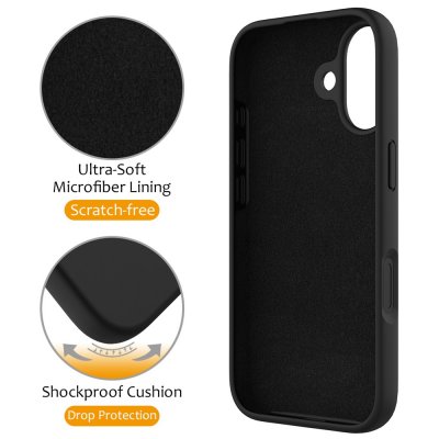 Texturerat svart silikon och 120° ringstöd till iPhone 17 – närbild på material och funktion