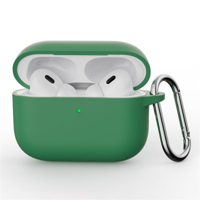 Grönt silikonskal med karbinhake för Apple AirPods Pro 3 – stilrent och skyddande