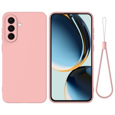 Rosa silikonskal till Samsung Galaxy A17 med handledsrem