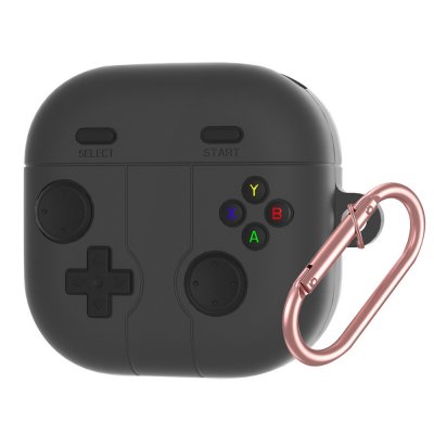 Silikonskal Samsung Galaxy Buds 4 Pro gamepad design svart med karbinhake