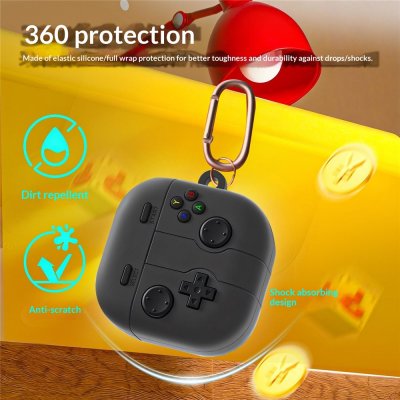 Samsung Galaxy Buds 4 silikonskal gamepad svart skyddsfodral
