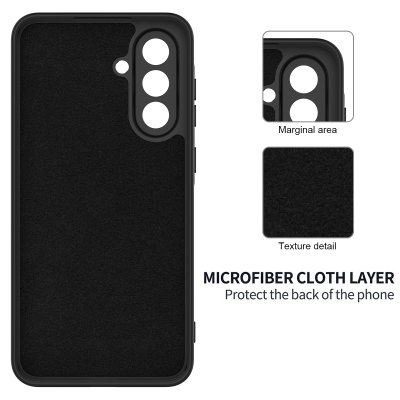 innersida svart silikonskal Samsung Galaxy S26 med mikrofiber
