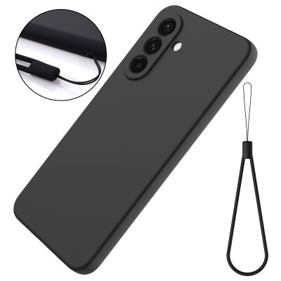 Galaxy S26 svart silikonfodral med handledsrem