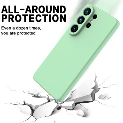 Stöttåligt grönt silikonskal till Samsung Galaxy S26 Ultra som skyddar mot repor