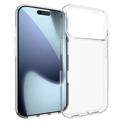Genomskinligt TPU-skal monterat på iPhone 17 Pro – skyddar och visar originaldesignen