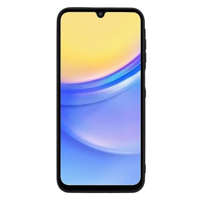 Framsidan på Samsung Galaxy A17 visas i plånboksfodral – full display
