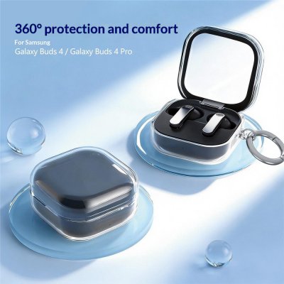 Transparent skal Samsung Galaxy Buds 4 Pro med öppet laddningsetui