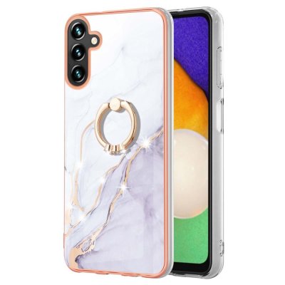 Köp Skal Med Ringhållare Samsung Galaxy A34 Vit marmor Online