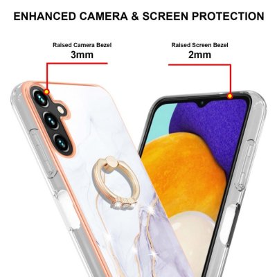 Köp Skal Med Ringhållare Samsung Galaxy A34 Vit marmor Online