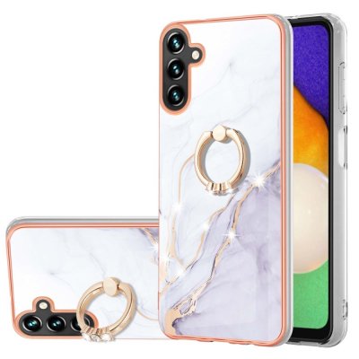 Köp Skal Med Ringhållare Samsung Galaxy A34 Vit marmor Online