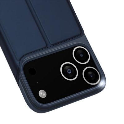 Baksida av blått Dux Ducis-fodral till iPhone 17 Pro med upphöjda kamerakanter