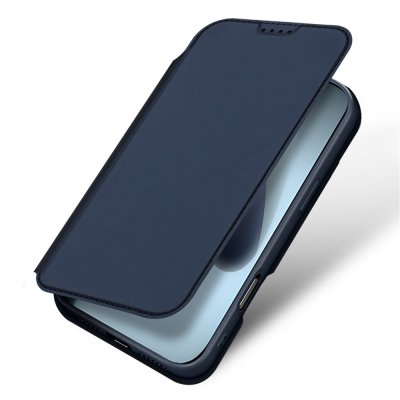 Öppnat blått Dux Ducis Skin Pro-fodral som visar insidan och TPU-skal för iPhone 17 Pro