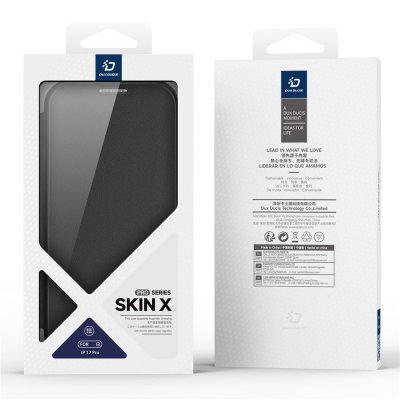 Produktförpackning för svart Dux Ducis Skin X Pro fodral till iPhone 17 Pro.