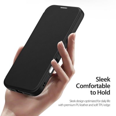 Handhållen bild av fodralets smala och greppvänliga design för iPhone 17.