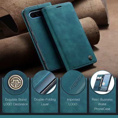 Fodralet i blå färg med detaljerad finish och hållbar söm till Pixel 10 Pro XL