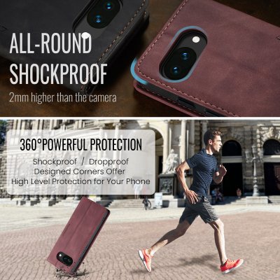 Tunt och smidigt mobilfodral CaseMe Slim till Google Pixel 10a i röd design