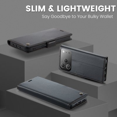 ultratunt och stilfullt fodral i svart PU-läder för iPhone 17 Pro Max