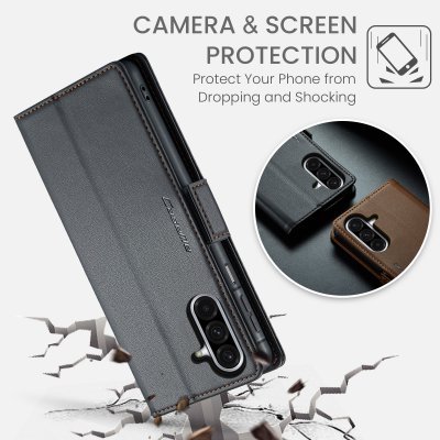 RFID-skyddat svart CaseMe fodral med magnetisk stängning till Galaxy A17