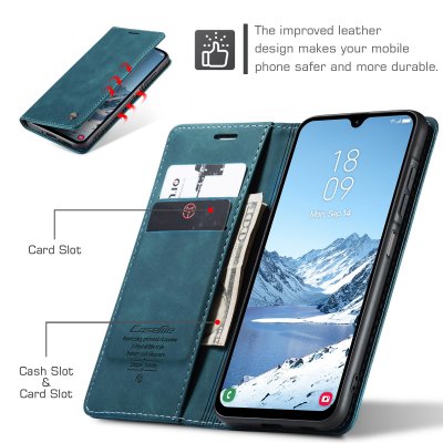 caseme samsung galaxy a17 fodral i blå färg med magnetisk stängning